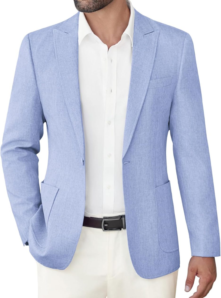 Men's Casual Blazer Suit Jackets Slim Fit One Button Sports Coat with Pockets