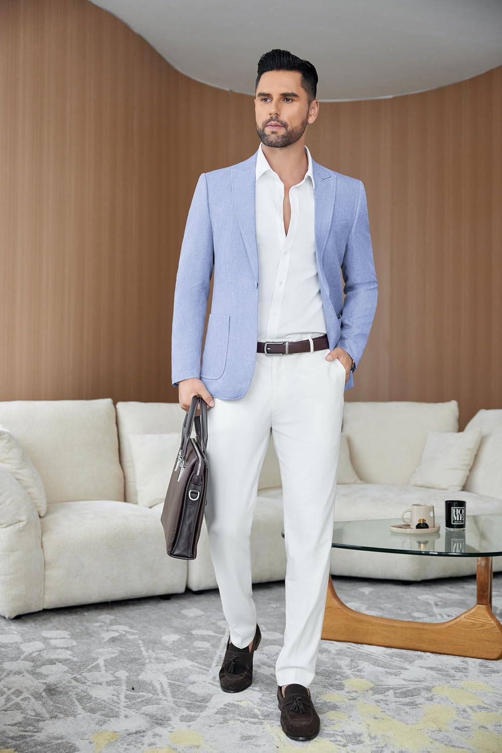Men's Casual Blazer Suit Jackets Slim Fit One Button Sports Coat with Pockets - Image 3