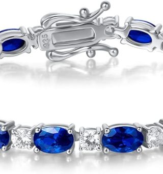 Birthstone Bracelets Sterling Silver Tennis Bracelets Charm Fine Jewelry Mother's Day Birthday Gifts for Women Mom 7"