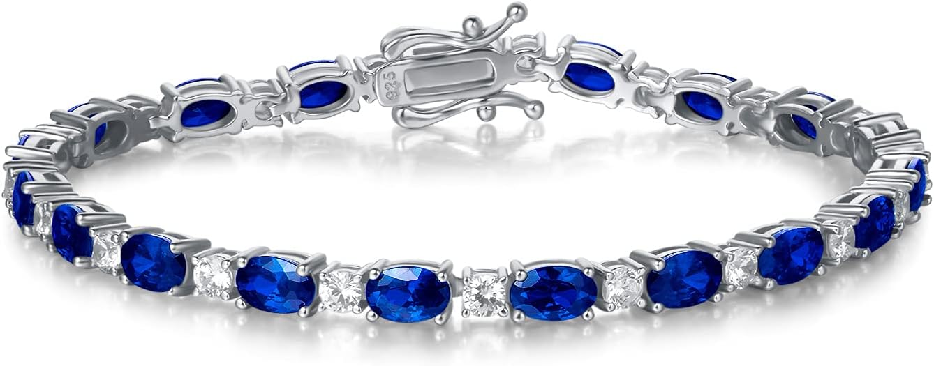 Birthstone Bracelets Sterling Silver Tennis Bracelets Charm Fine Jewelry Mother's Day Birthday Gifts for Women Mom 7"
