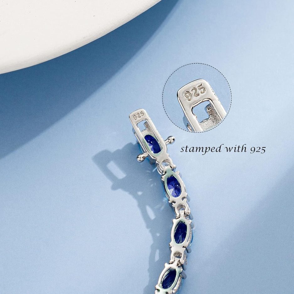Birthstone Bracelets Sterling Silver Tennis Bracelets Charm Fine Jewelry Mother's Day Birthday Gifts for Women Mom 7" - Image 3