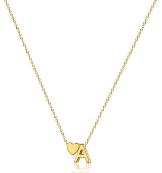 Heart Initial Necklaces for Women 14K Gold Plated Dainty A-Z Letter Pendant Necklace Tiny Gifts for Womens Jewelry