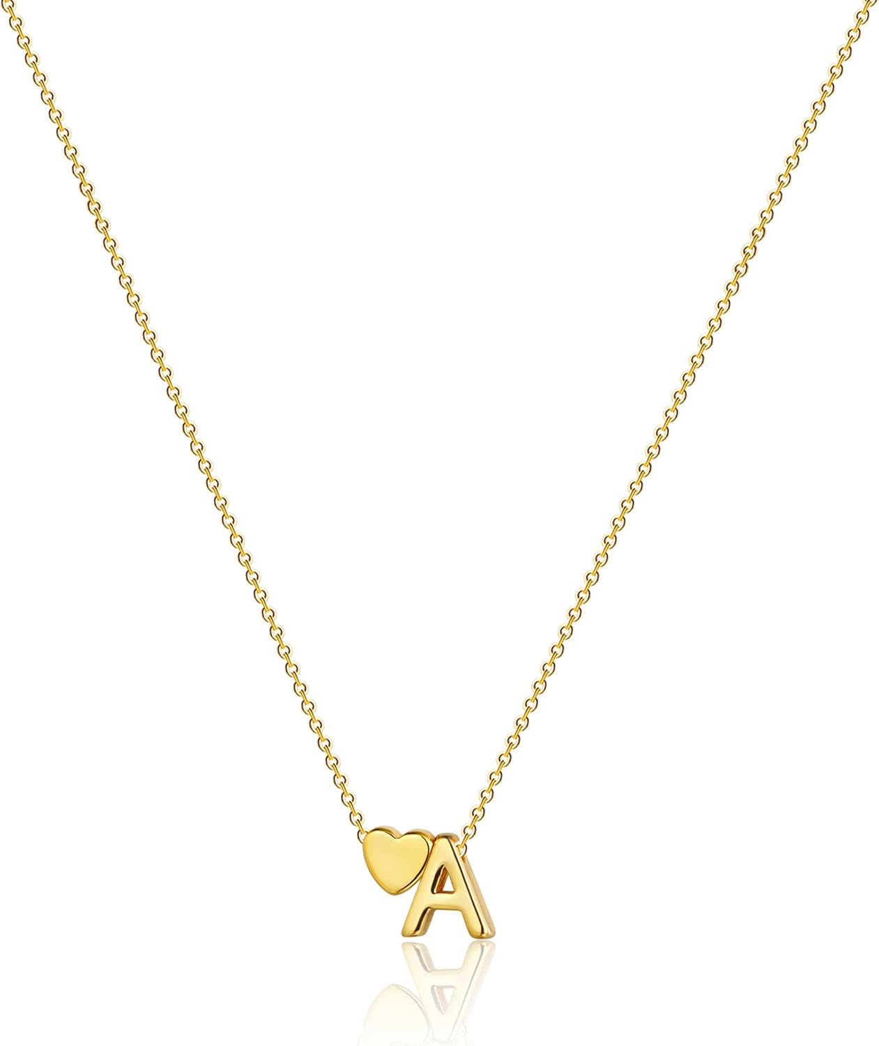 Heart Initial Necklaces for Women 14K Gold Plated Dainty A-Z Letter Pendant Necklace Tiny Gifts for Womens Jewelry