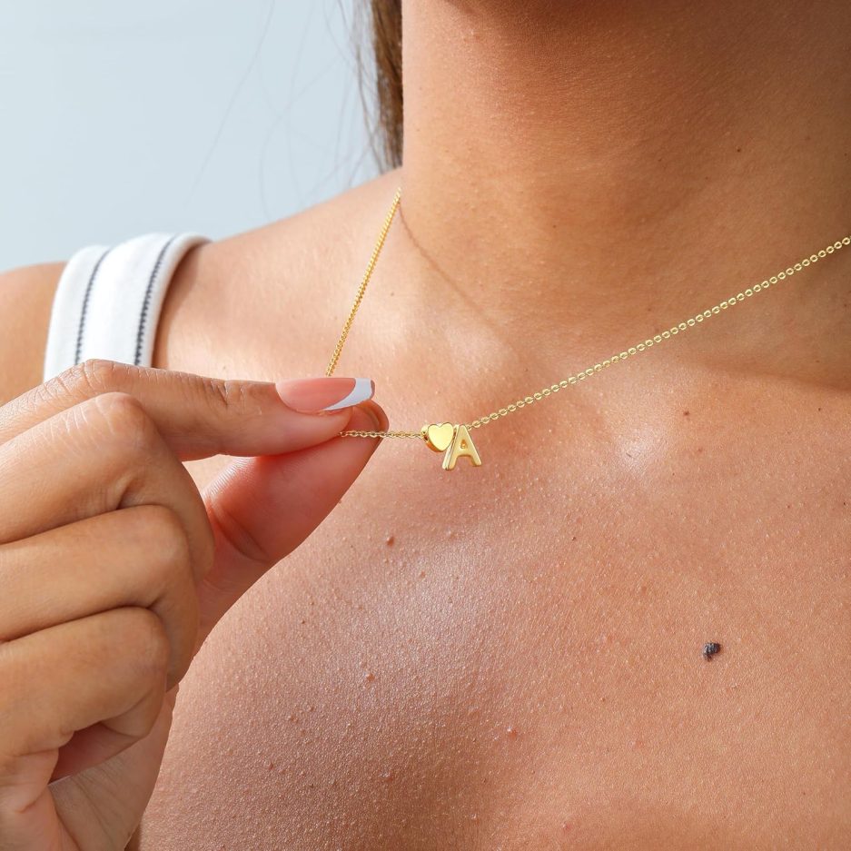 Heart Initial Necklaces for Women 14K Gold Plated Dainty A-Z Letter Pendant Necklace Tiny Gifts for Womens Jewelry - Image 2