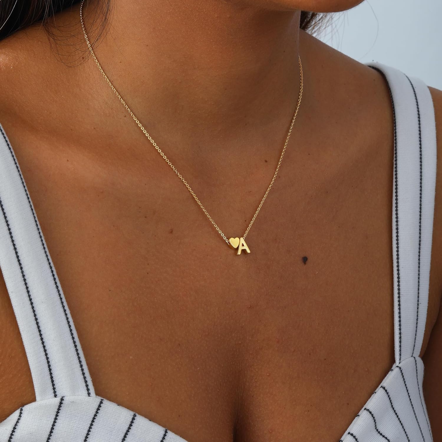 Heart Initial Necklaces for Women 14K Gold Plated Dainty A-Z Letter Pendant Necklace Tiny Gifts for Womens Jewelry - Image 3