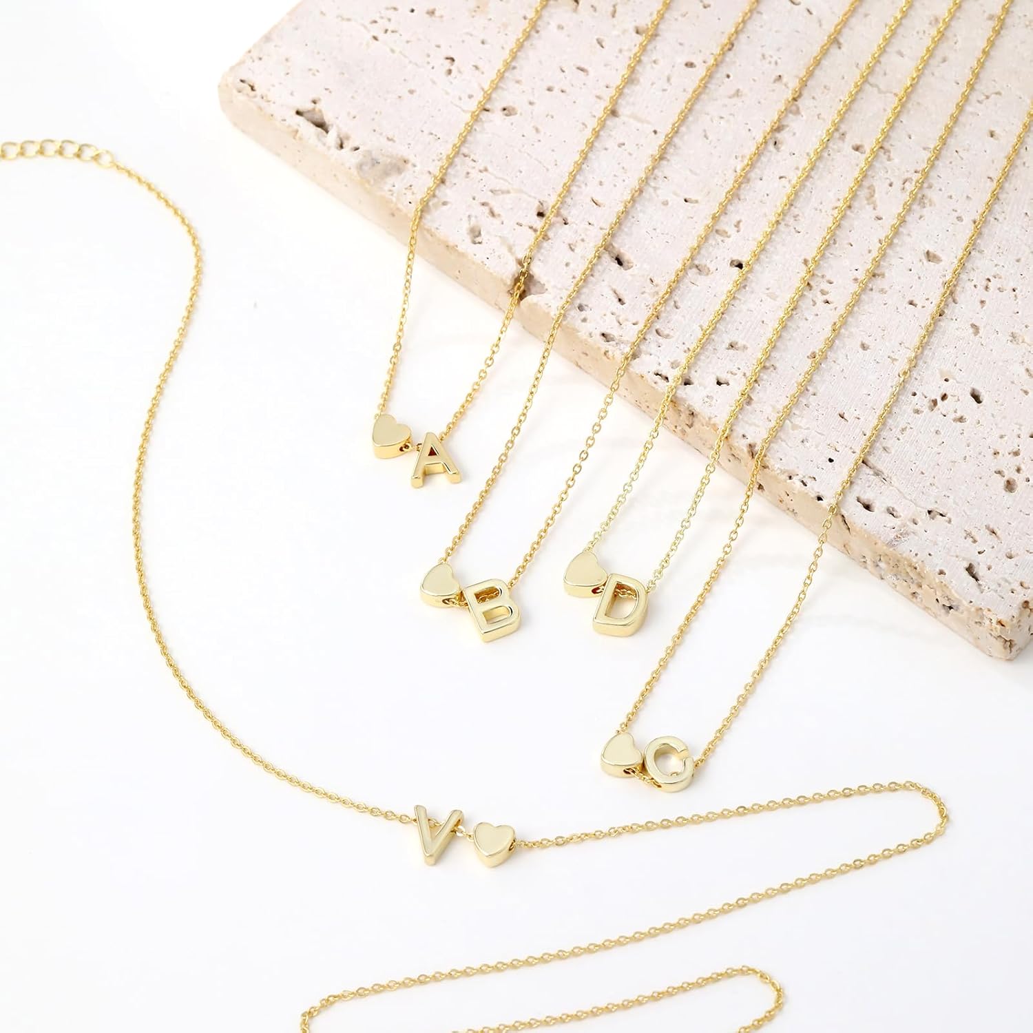 Heart Initial Necklaces for Women 14K Gold Plated Dainty A-Z Letter Pendant Necklace Tiny Gifts for Womens Jewelry - Image 5