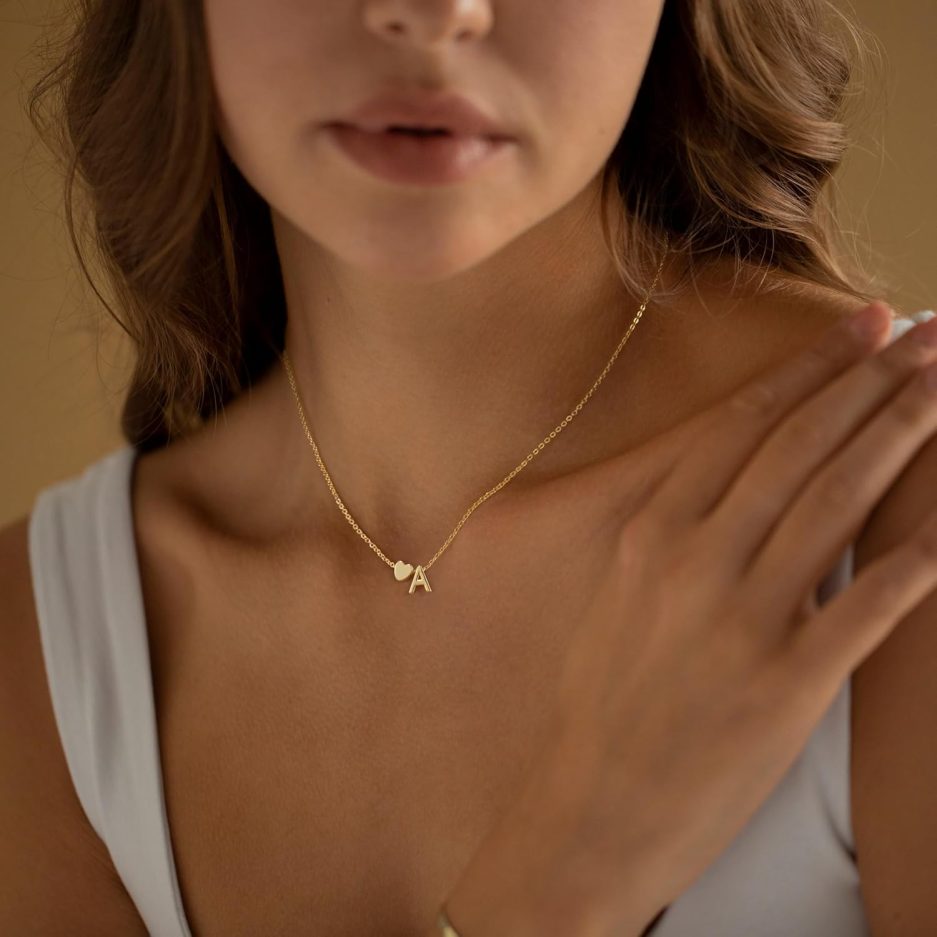 Heart Initial Necklaces for Women 14K Gold Plated Dainty A-Z Letter Pendant Necklace Tiny Gifts for Womens Jewelry - Image 6