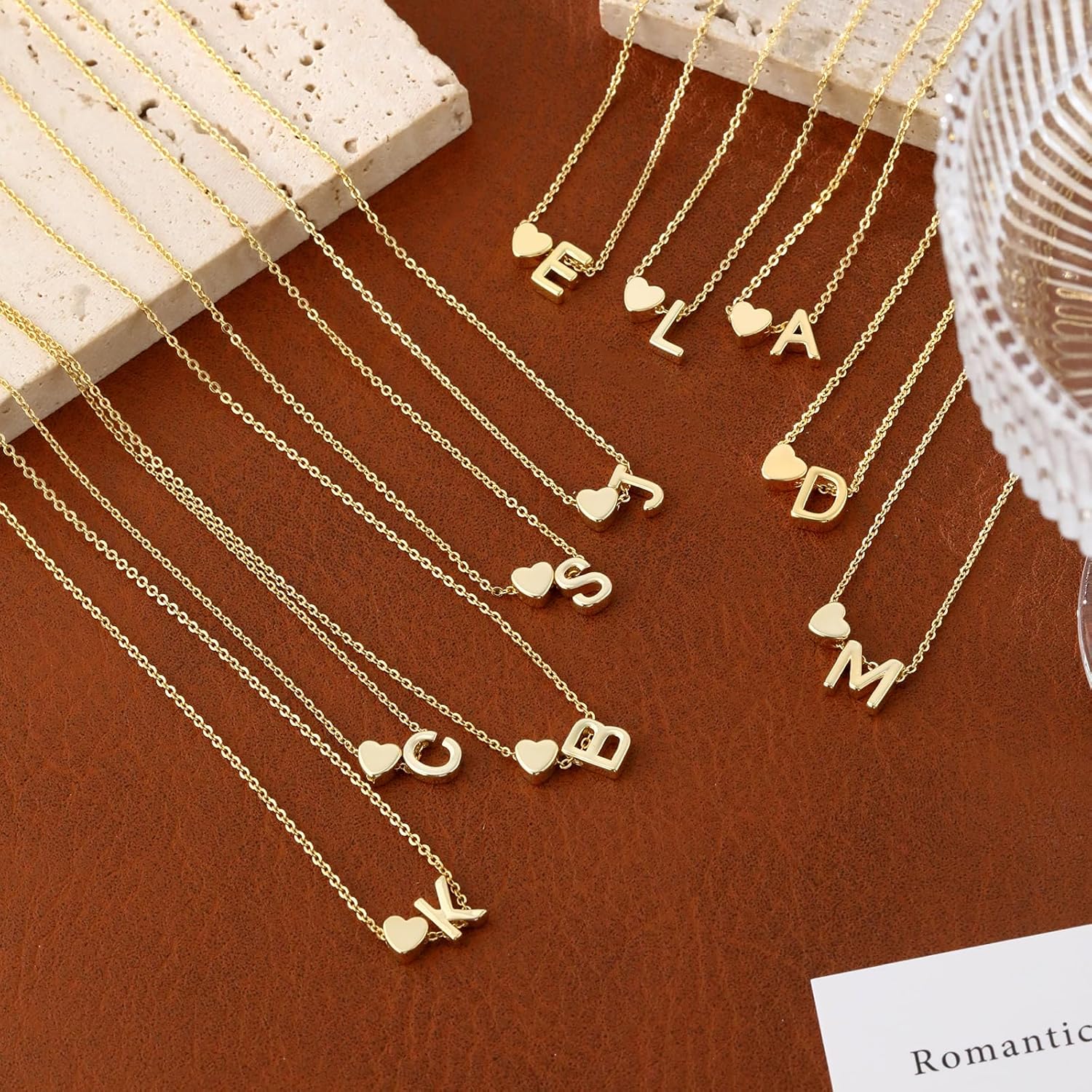 Heart Initial Necklaces for Women 14K Gold Plated Dainty A-Z Letter Pendant Necklace Tiny Gifts for Womens Jewelry - Image 7