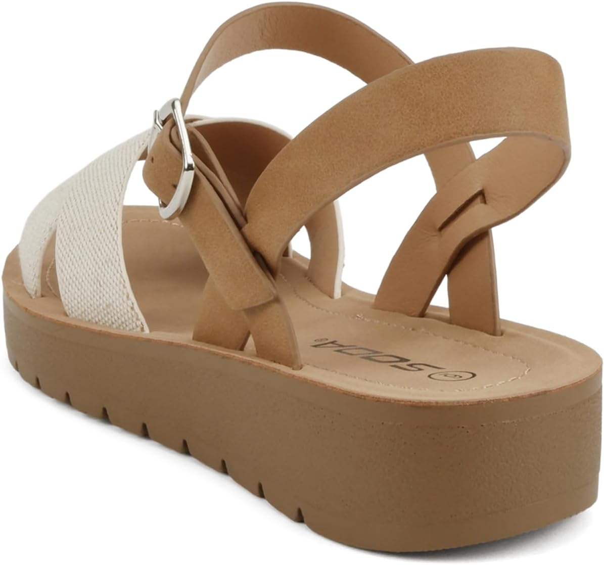 CHESTER ~ Women Flat Sandals Flatform Ankle Buckle Criss Cross Band Straps Sandals Shoes - Image 3