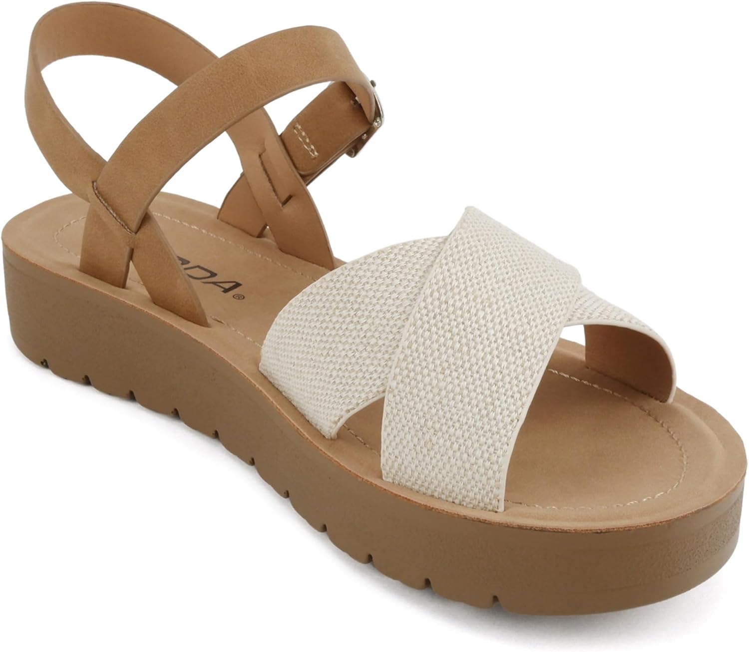 CHESTER ~ Women Flat Sandals Flatform Ankle Buckle Criss Cross Band Straps Sandals Shoes - Image 4