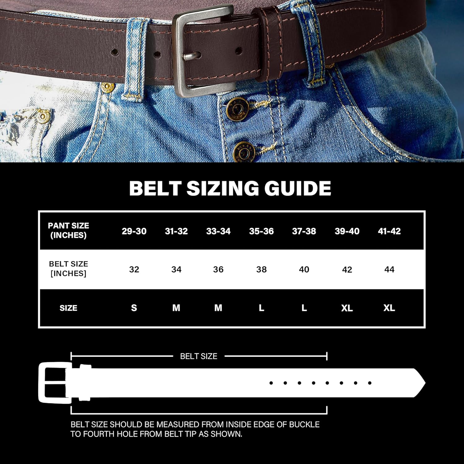 Men’s Leather Belt, Country Casual Every Day Belt for Jeans - Image 3